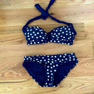 Blue polka dot swimsuit